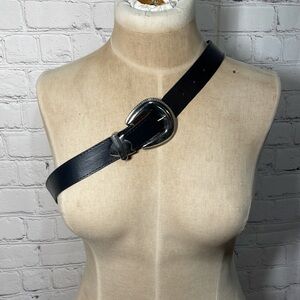 Vintage Black belt with silver buckle